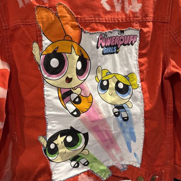 VERY SPECIAL polo ralph lauren red jacket Ft. Power puff Girls OOAK Size medium - Picture 9 of 10